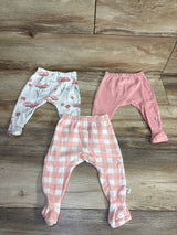 Honest Baby 3pk Checkered Footed Pants Pink sz 0-3m