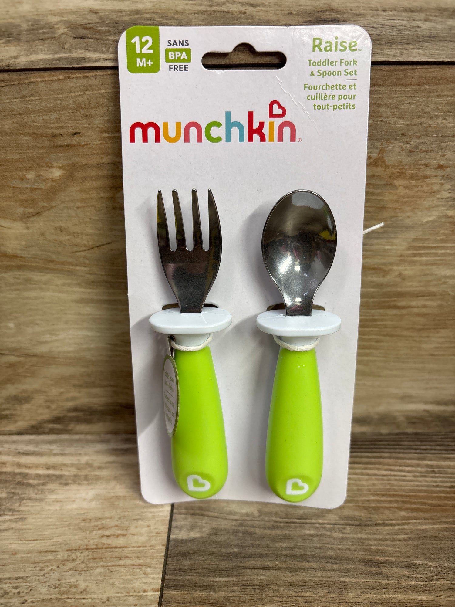 NEW Munchkin Raise Toddler Fork & Spoon Set 2pc, Green