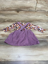 Carter's 2pc Floral Shirt & Corduroy Suspender Skirt Brown/Purple sz 18m