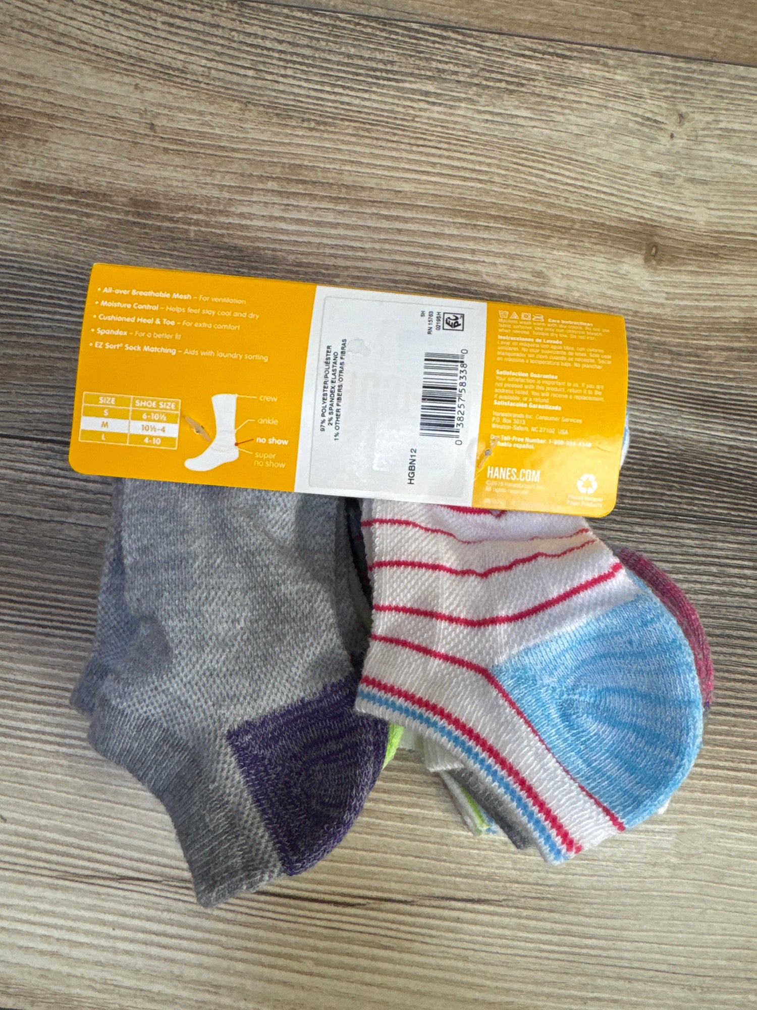 NEW Hanes Girls' No Show Socks 10pk sz M/10.5c-4Y