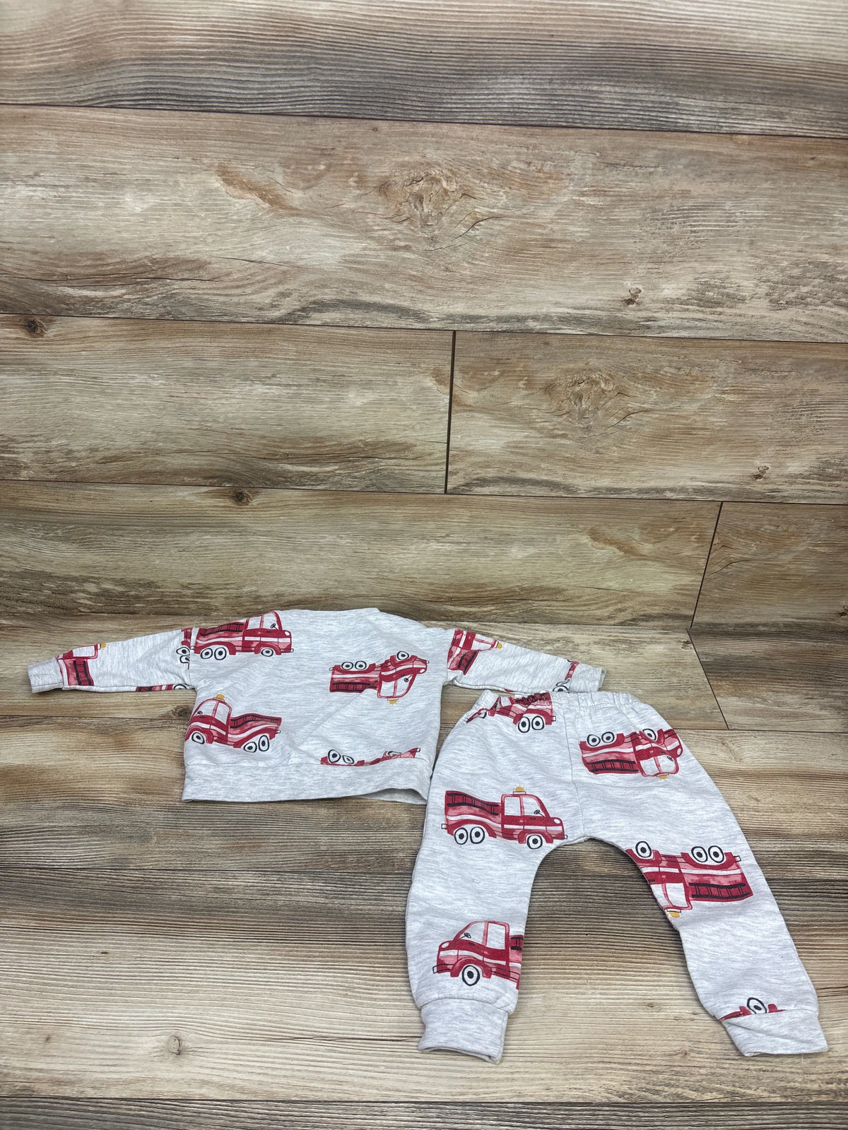 Kit + Pearl 2pc Firetruck Sweatshirt & Joggers Set Grey sz 12m