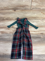 Shein 2pc Plaid Overalls & Long Sleeve Shirt Green sz 6-9m