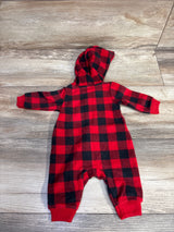 Just One You Buffalo Print Bear Hooded Coverall Red sz Newborn
