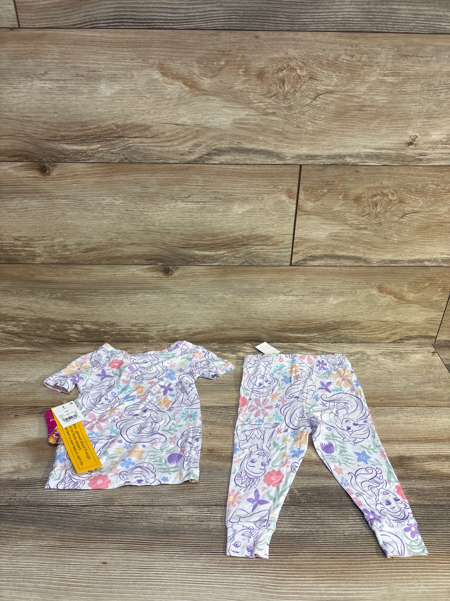 NEW Disney Princess 2pc Viscose Snug Fit Pajama Set White sz 18m