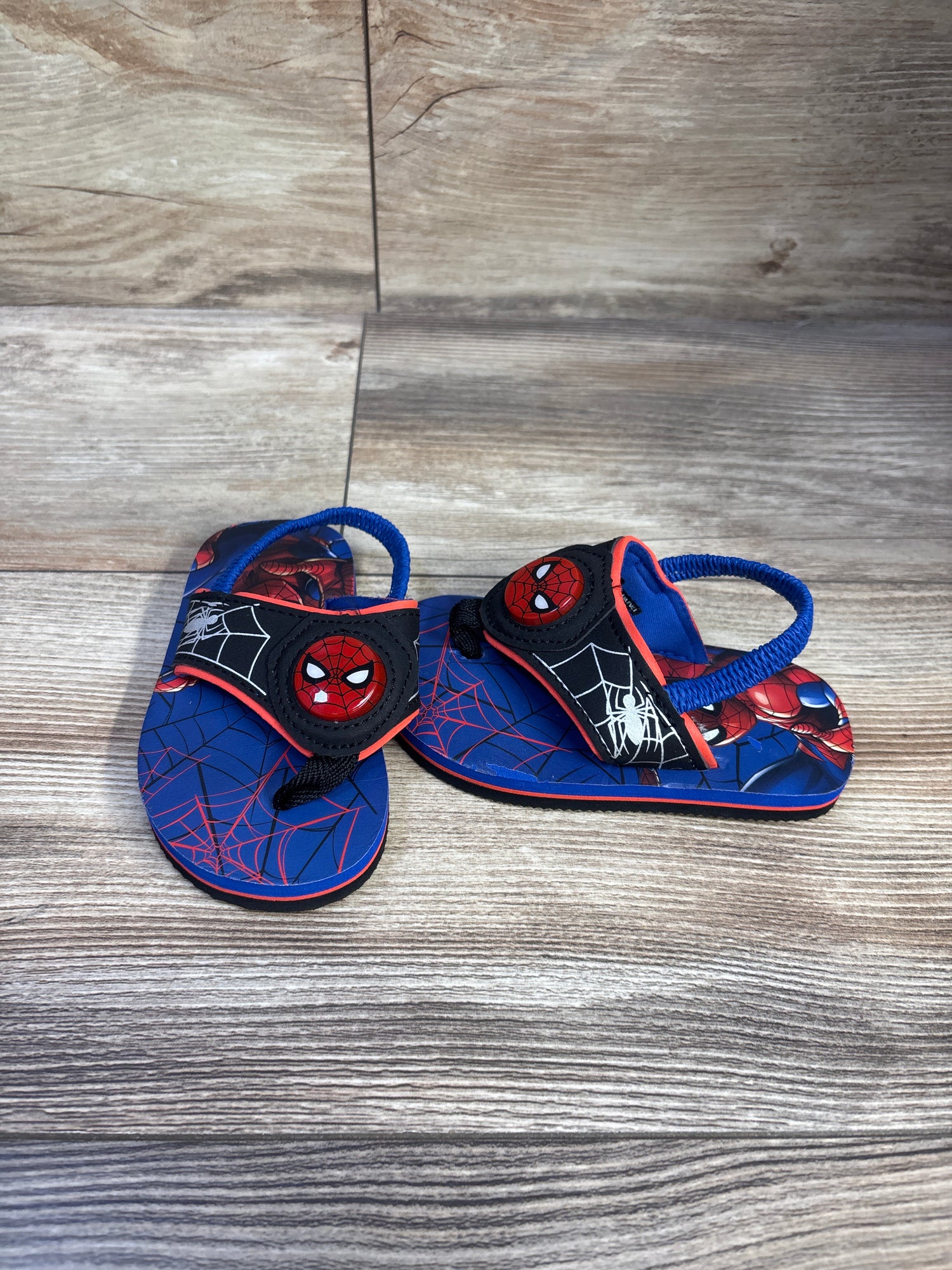 Marvel Spiderman Light Up Flip Flop Sandals BLue sz 5-6c