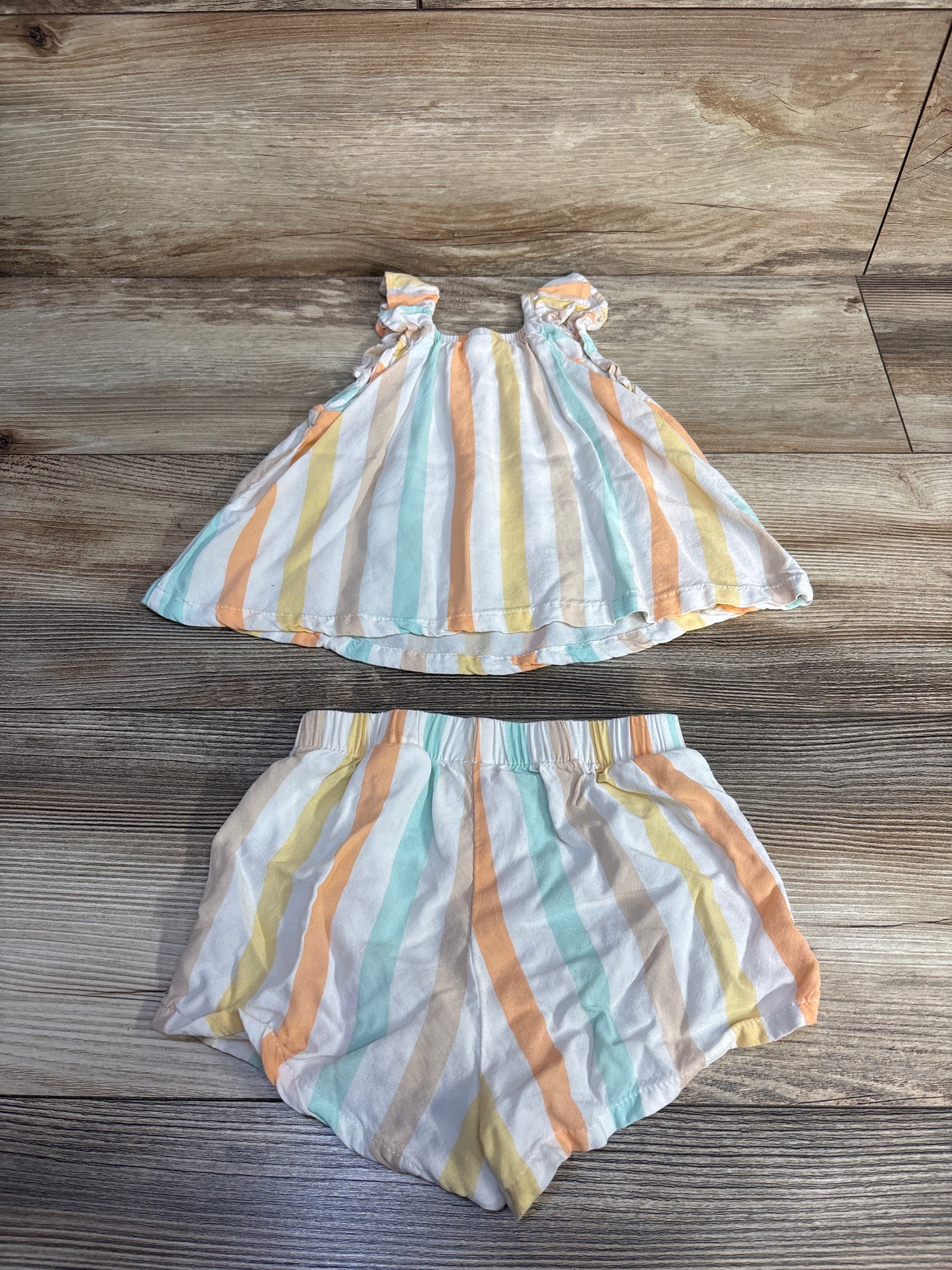 H&M 2pc Striped Viscose Tank Top & Shorts Set White sz 12m