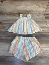 H&M 2pc Striped Viscose Tank Top & Shorts Set White sz 12m