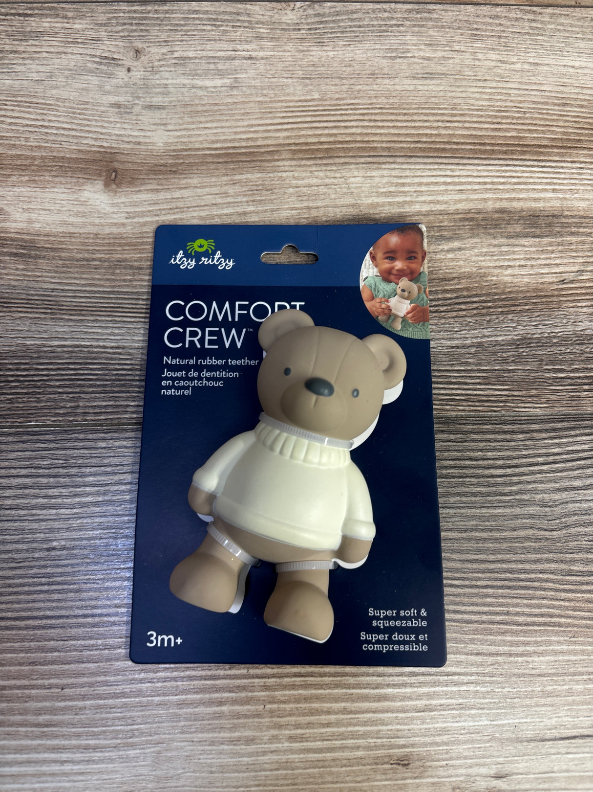 NEW Itzy Ritzy Comfort Crew Natural Rubber Teether - Bear 3m+