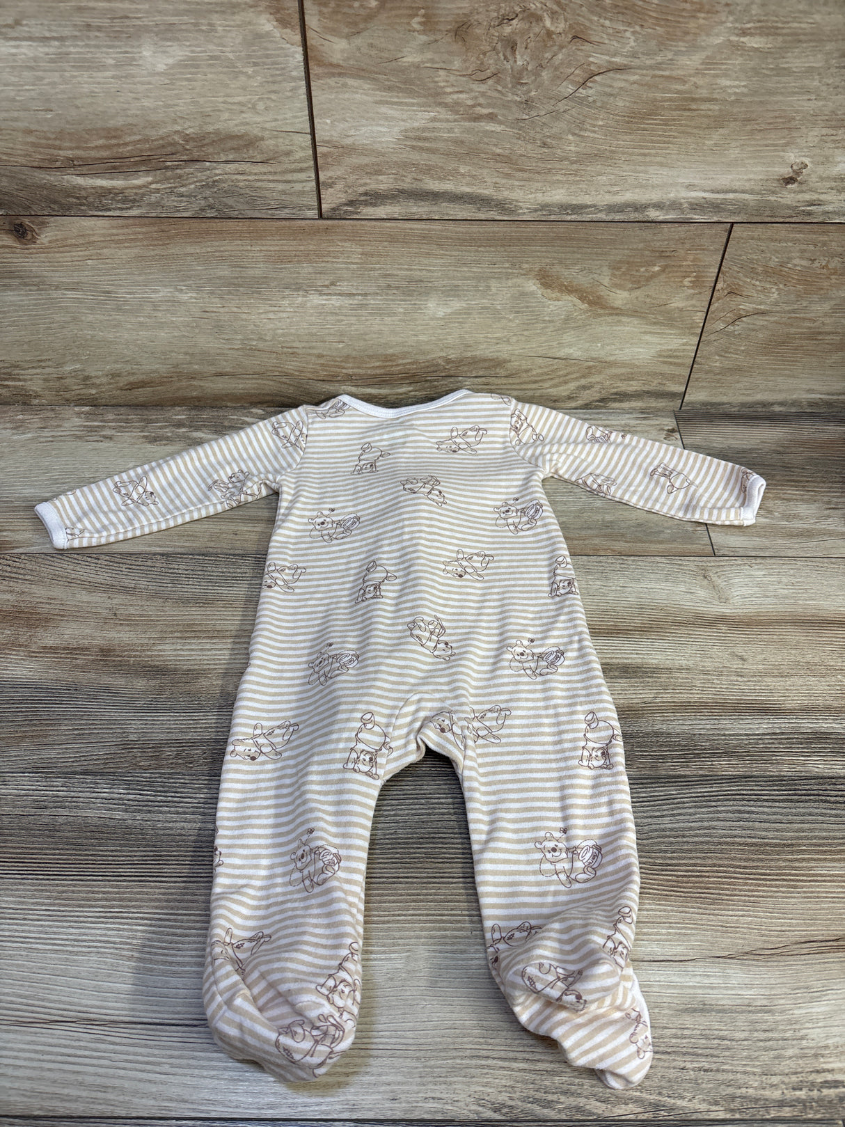 Disney Baby Striped Winnie The Pooh Sleeper White sz 6-9m