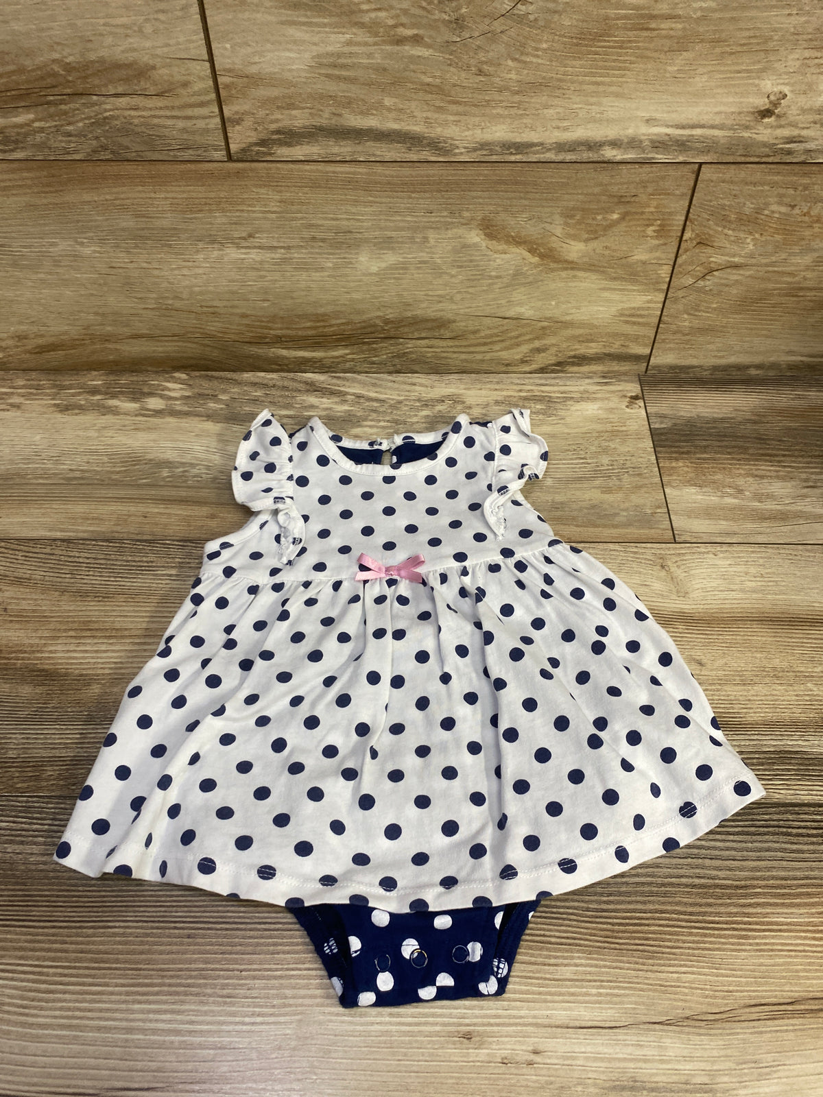 First Impressions Polka Dot Bodysuit Dress White sz 24m