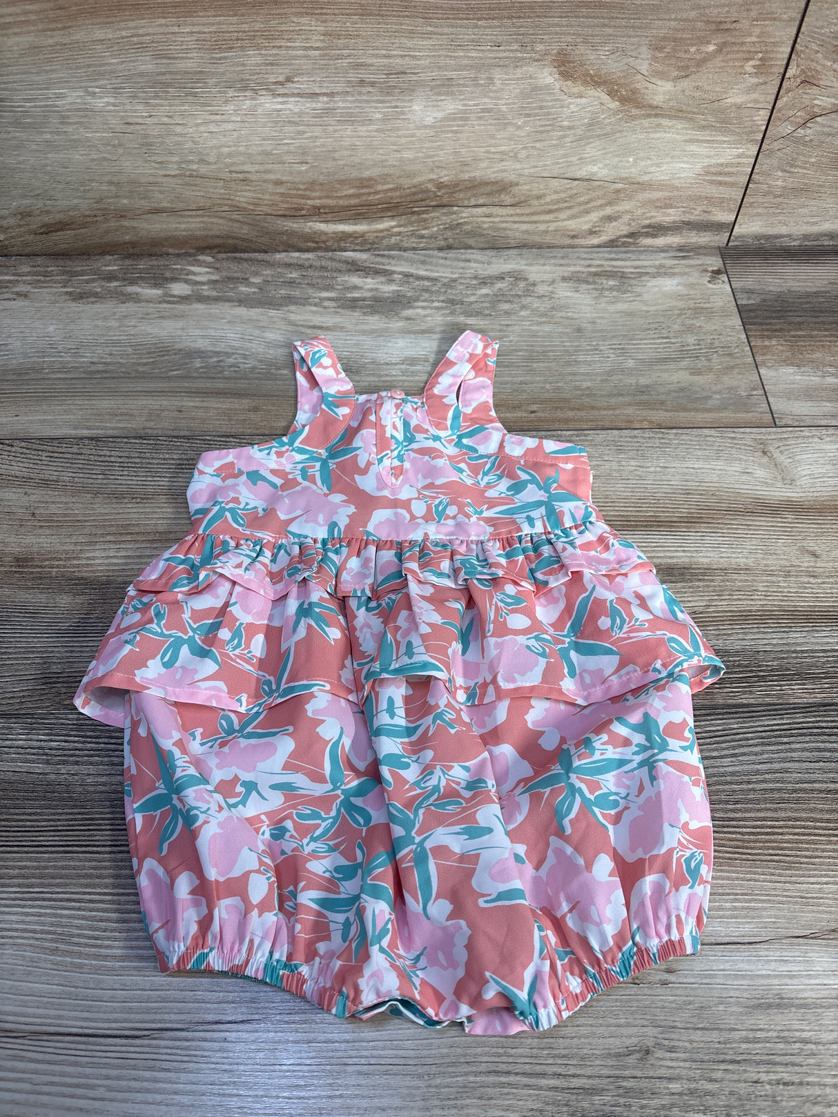 Mabel + Honey Ruffled Shortie Romper Peach sz 6m