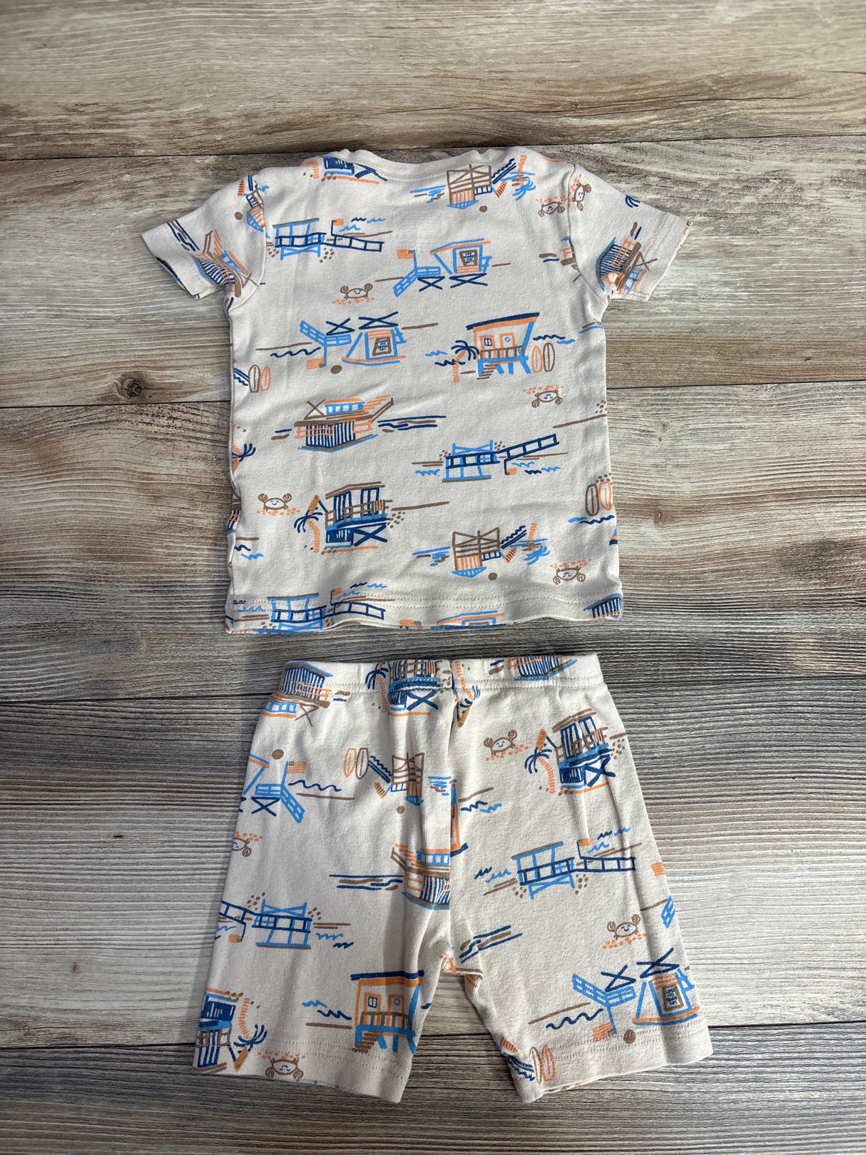 Carter's 2pc Beach Shirt & Shorts Pajama Set Beige sz 24m