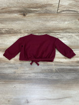 Cat & Jack Waffle Knit Burgundy Tie Front Shirt sz 12m