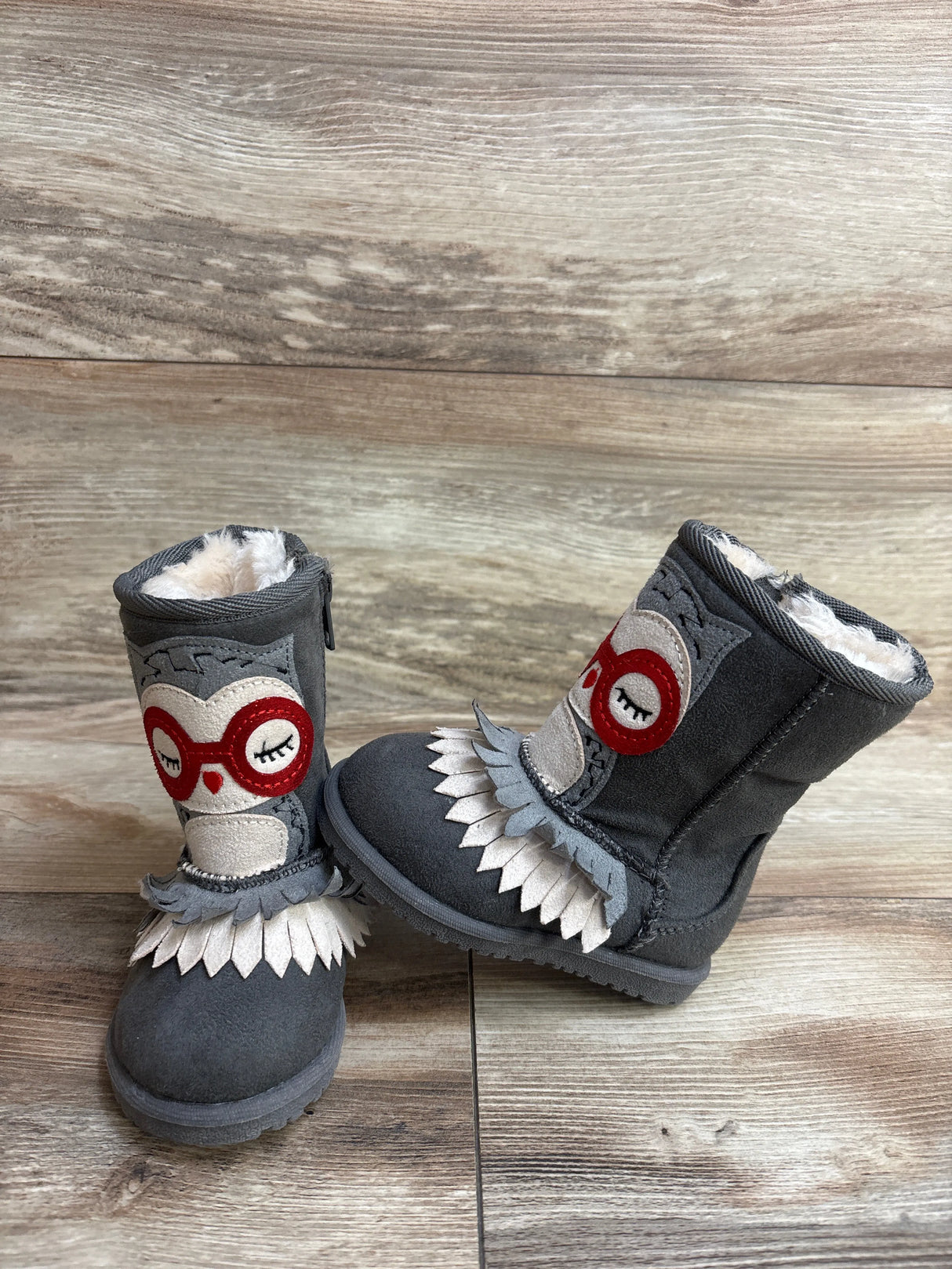 Jumping Beans Keeya Owl Mid-Calf Boots Grey sz 5c