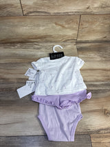 NEW Nike 3pc Short Sleeve Shirt, Tank Bodysuit, & Shorts Set White/Purple sz 6m
