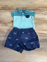 Carter's 2pc Polo Bodysuit & Shorts Blue sz 3m - Me n Mommy To Be