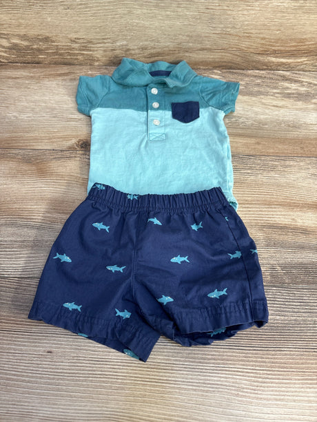 Carter's 2pc Polo Bodysuit & Shorts Blue sz 3m - Me n Mommy To Be