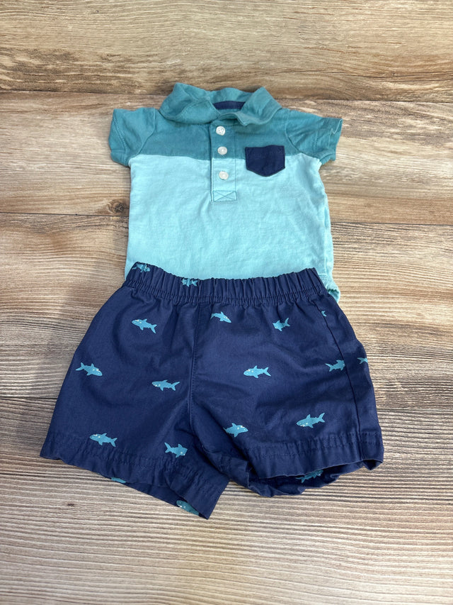 Carter's 2pc Polo Bodysuit & Shorts Blue sz 3m - Me n Mommy To Be