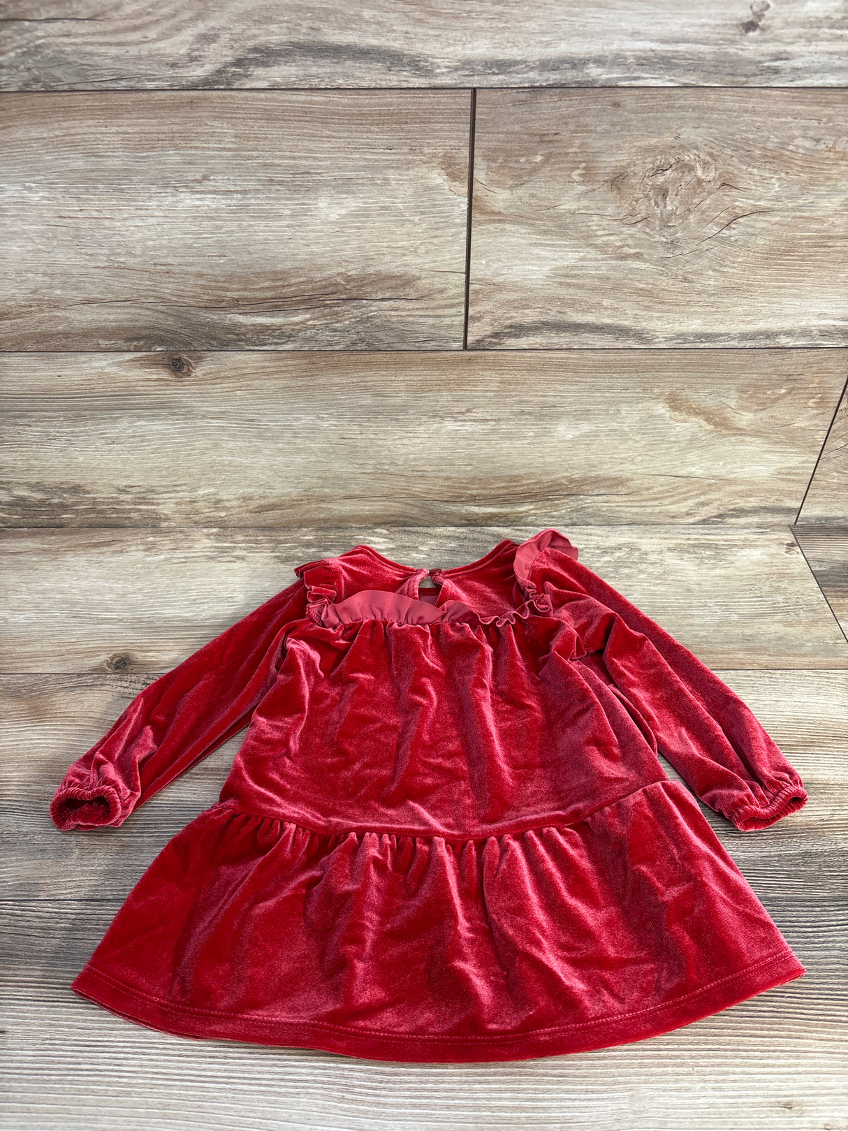 Cat & Jack Velvet Long Sleeve Dress Red sz 18m