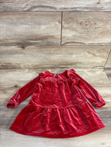 Cat & Jack Velvet Long Sleeve Dress Red sz 18m