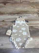 NEW Snug 2pc Knit Floral Bubble Romper & Headband Set Tan sz 6-9m