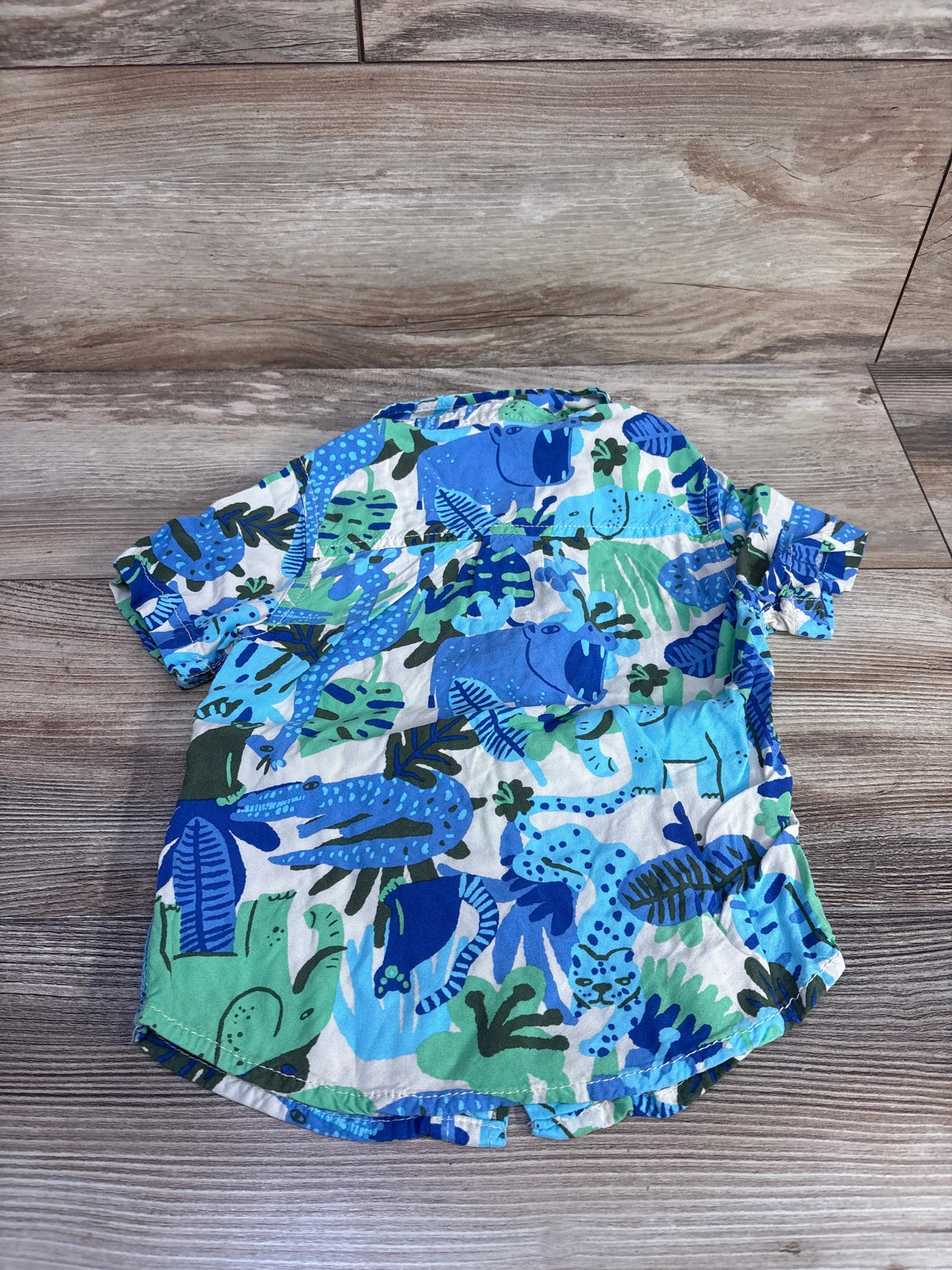Cat & Jack Dinosaur Button Up Shirt Blue sz 2T