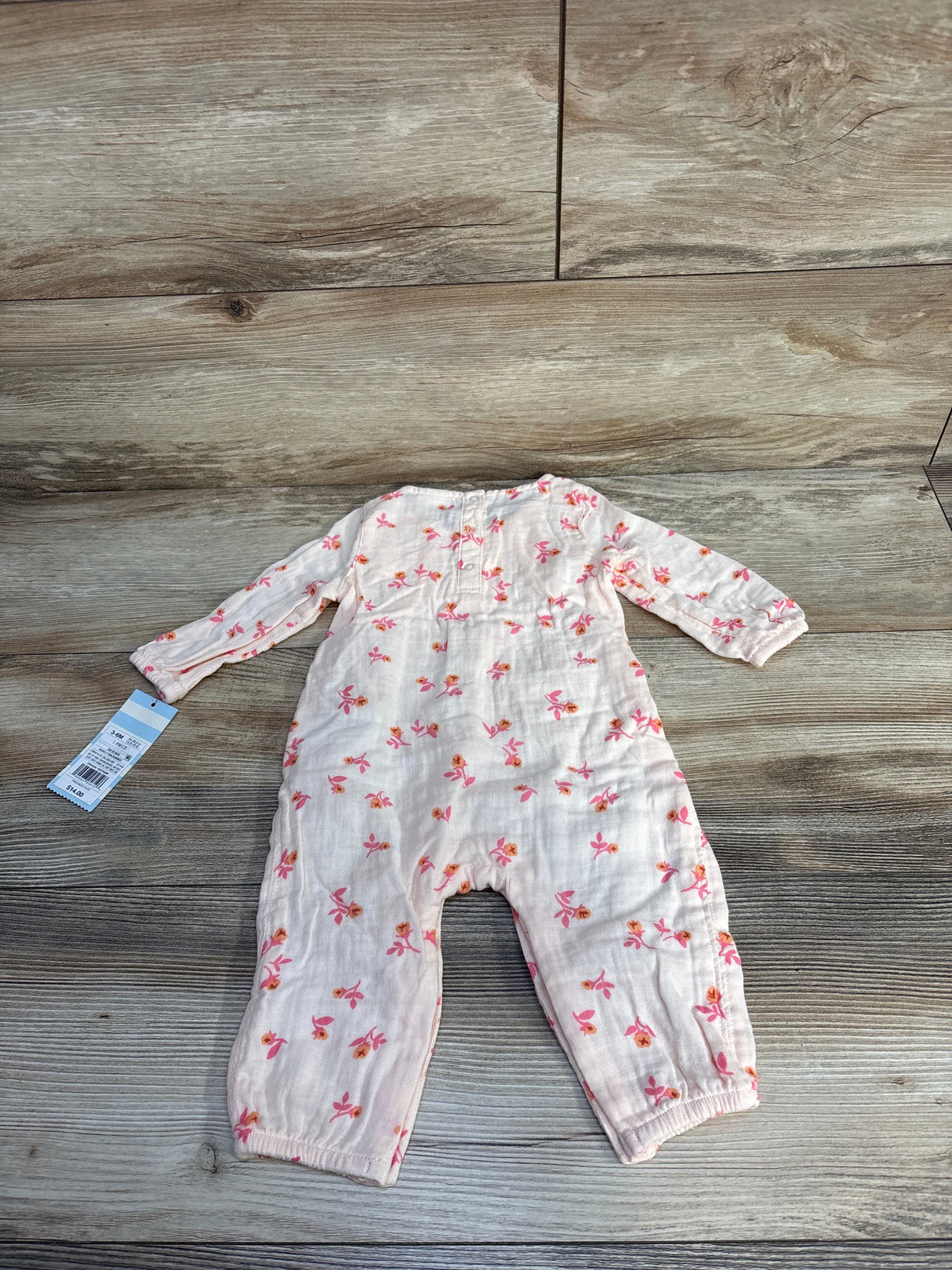 NEW Cat & Jack Floral Smocked Coverall Pink sz 3-6m