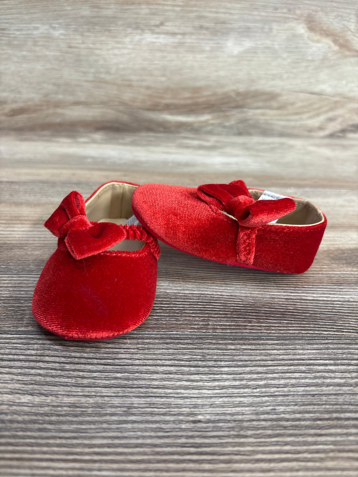 Janie & Jack Velvet Bow Soft Sole Ballet Flats Red sz 2/3c