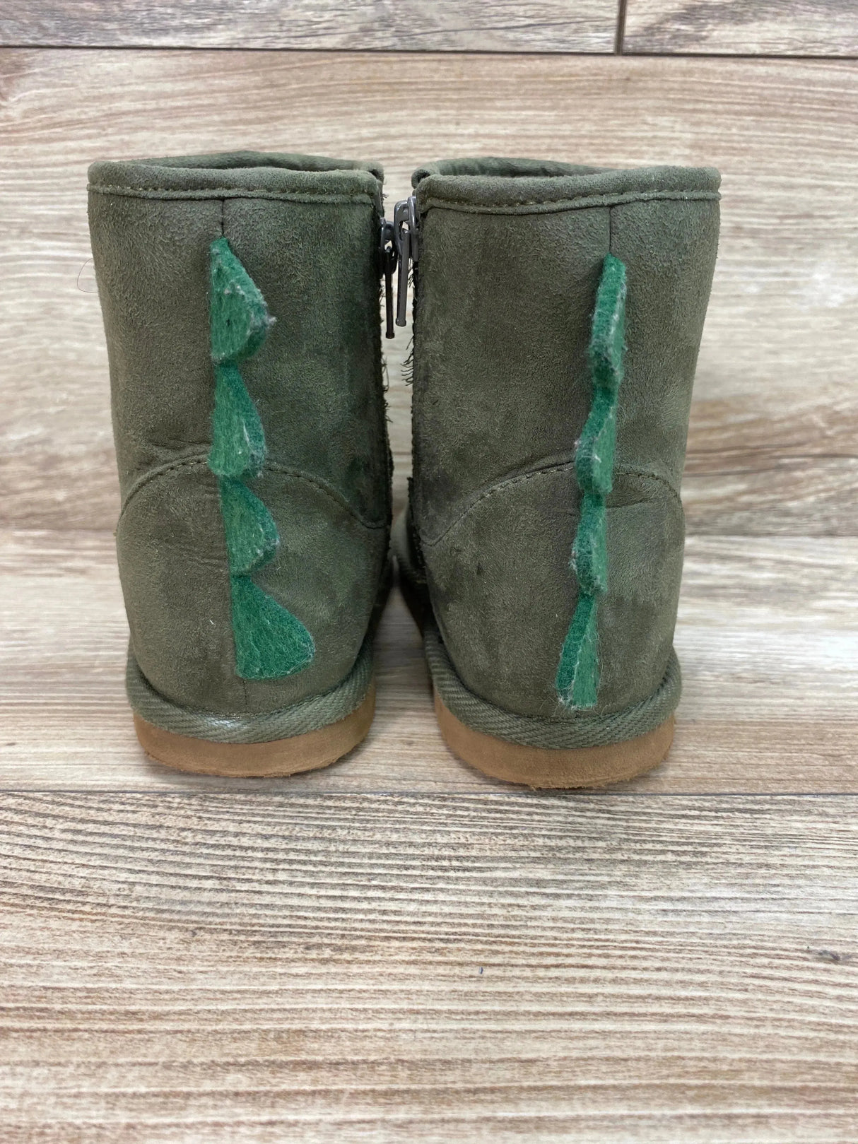 Dinosaur Side Zipper Boots Green sz 9/10c