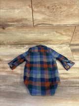 Oshkosh Plaid Flannel Button Up Bodysuit Blue sz 6m