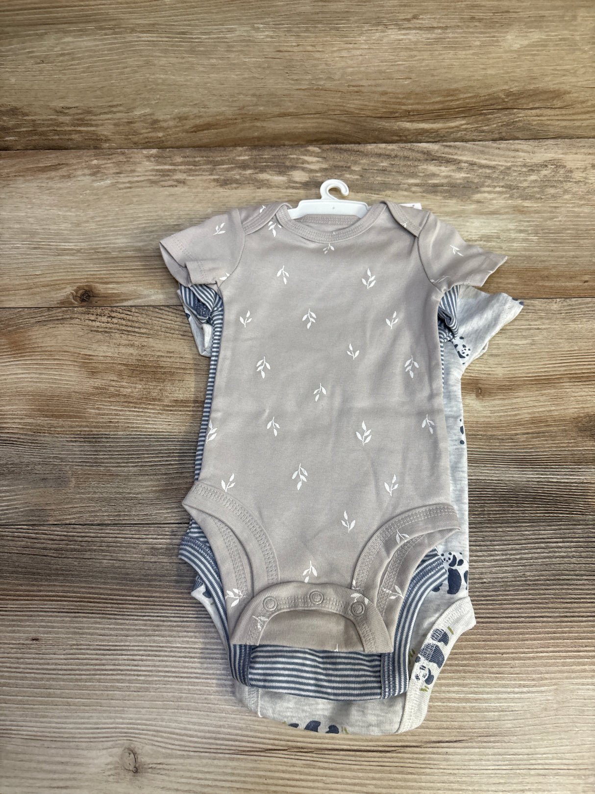 NEW Carter's 3pk Panda Bodysuits Grey sz 3m