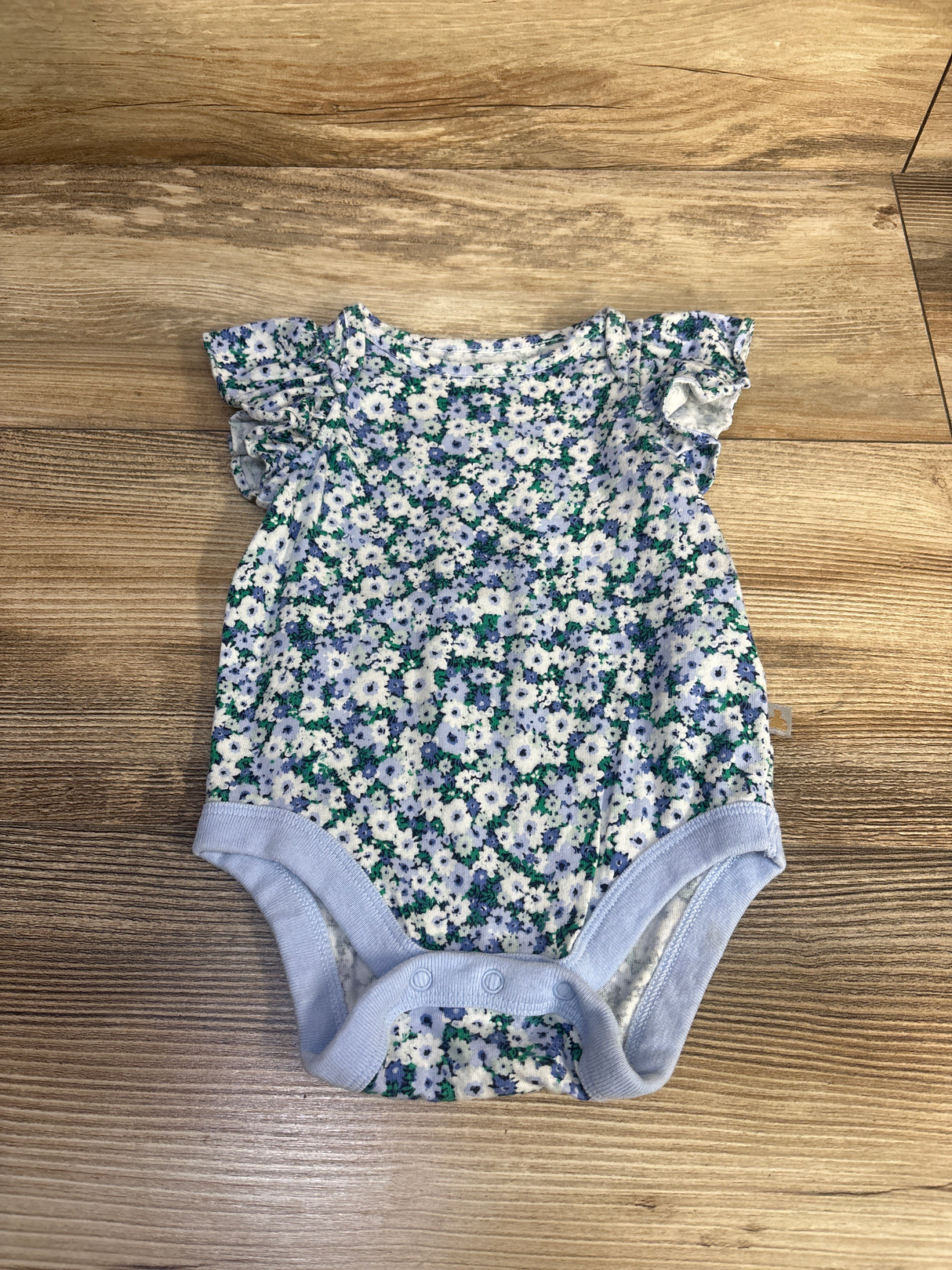Baby Gap Flutter Sleeve Floral Bodysuit Blue sz 0-3m