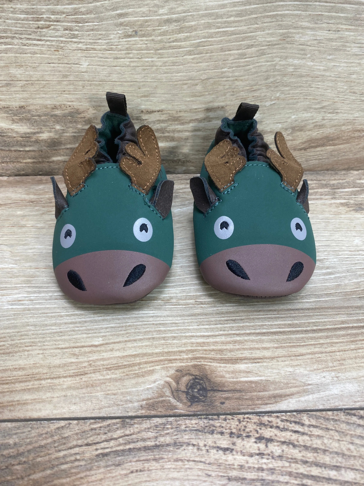 Wonder Nation Baby Boys Forest Animal Moose Slippers Green Sz 4c