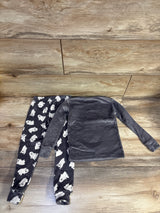 Trick Or Treat Sleep 2pc Velour Pajama Set Ghost Print Grey sz 3T