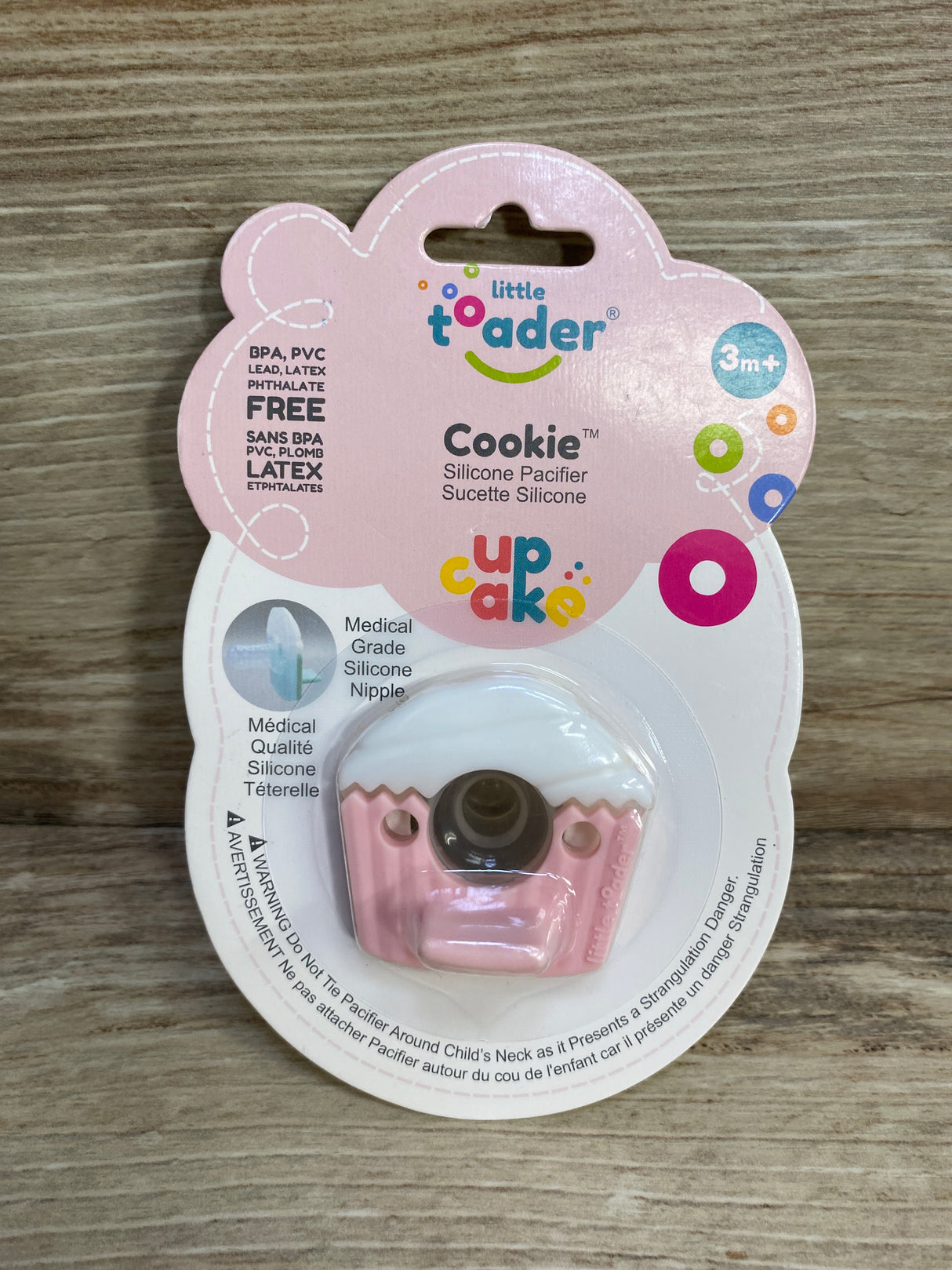 NEW Little Toader Cupcake Pacifier, Pink 3m+