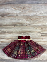 Bonnie Baby Plaid Velvet Special Occasion Dress Burgundy sz 18m