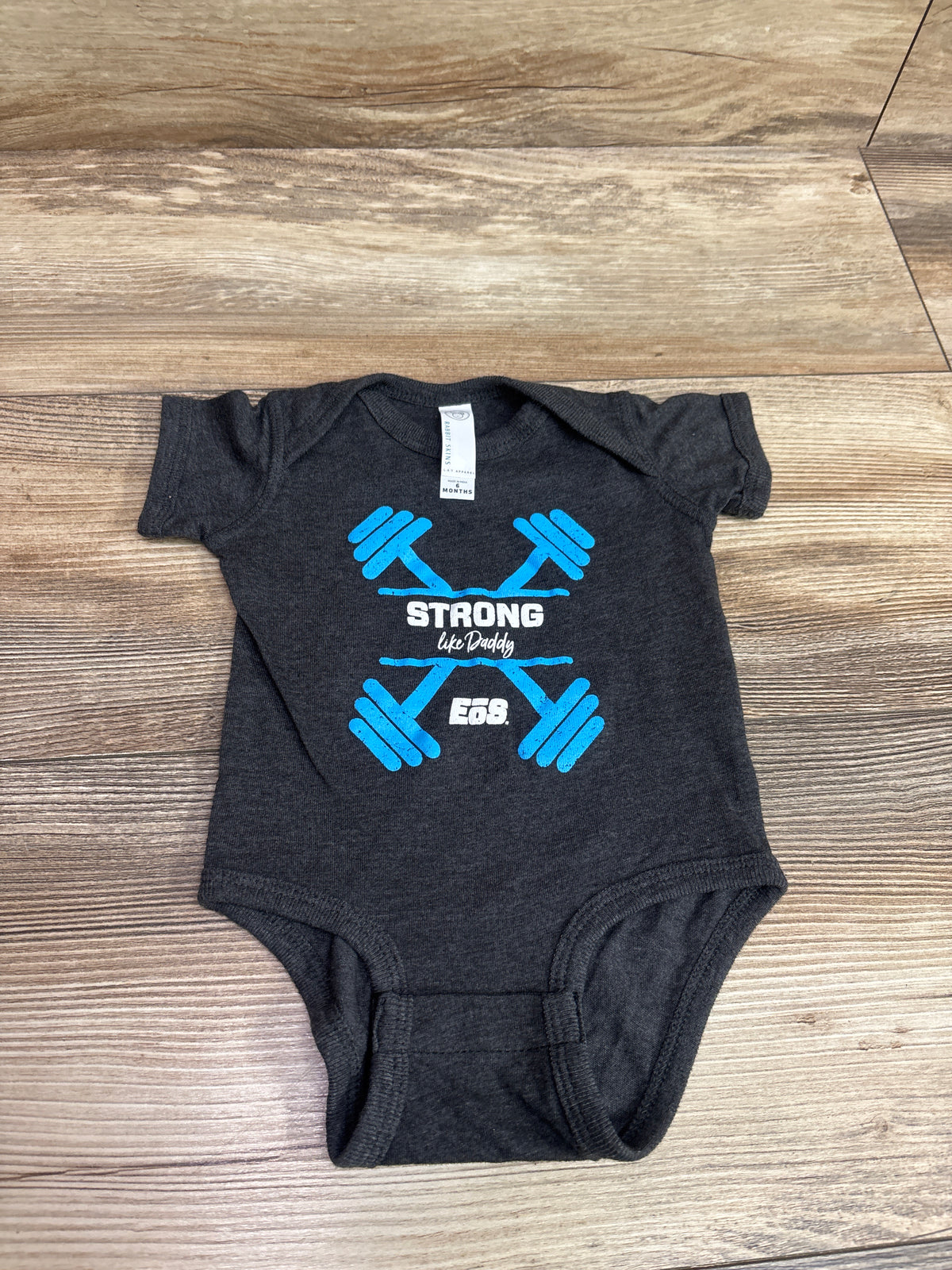 Rabbit Skins EOS Gym Strong Like Daddy Bodysuit Grey sz 6m