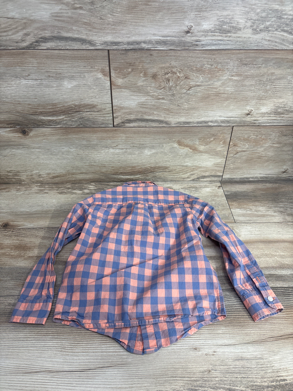 Janie & Jack Plaid Button Up Shirt Coral sz 4T