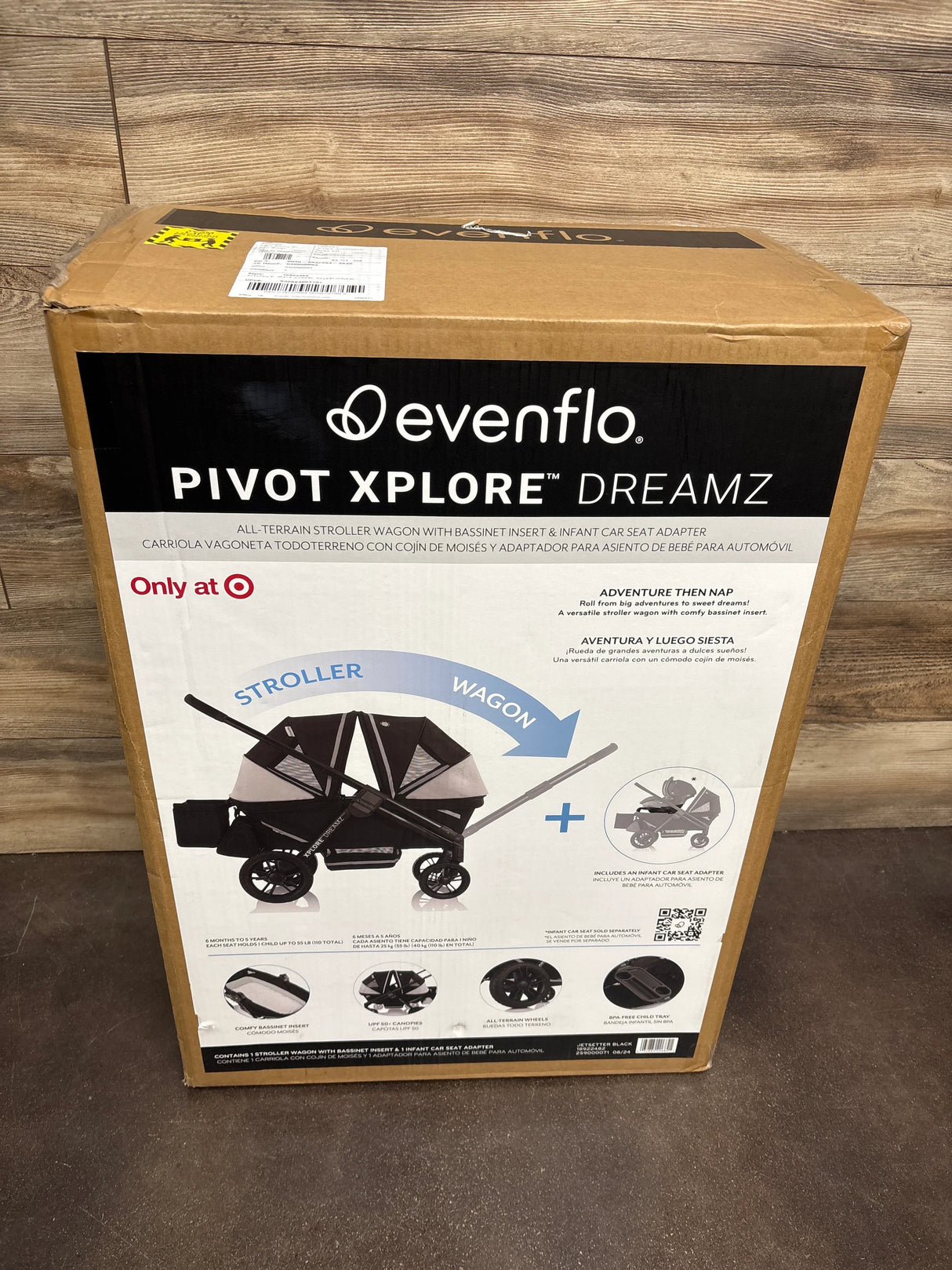 NEW Evenflo Pivot Xplore Dreamz Stroller Wagon in Jetsetter Black - Me n Mommy To Be