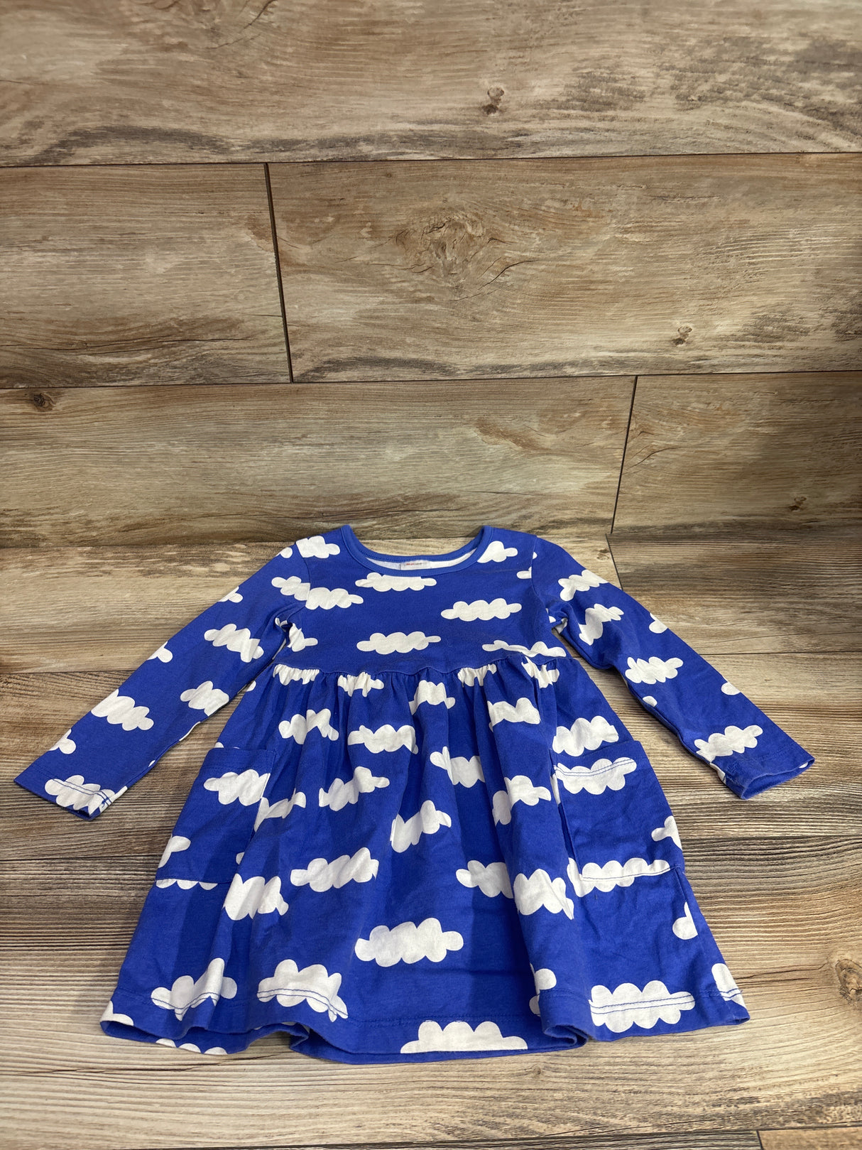 Hanna Andersson Long Sleeve Playground Dress with Pockets Blue sz 3T