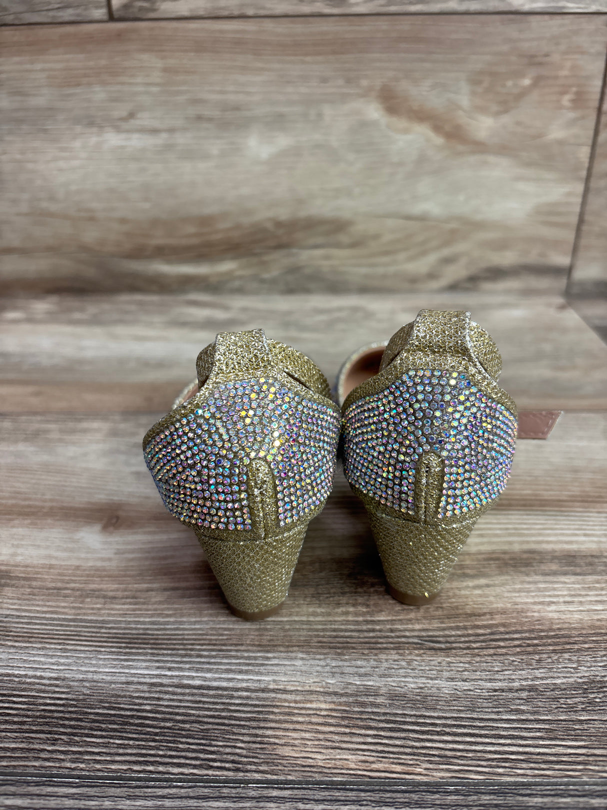 Lucita Rhinestone Ankle-Strap Wedge Heels sz 9c