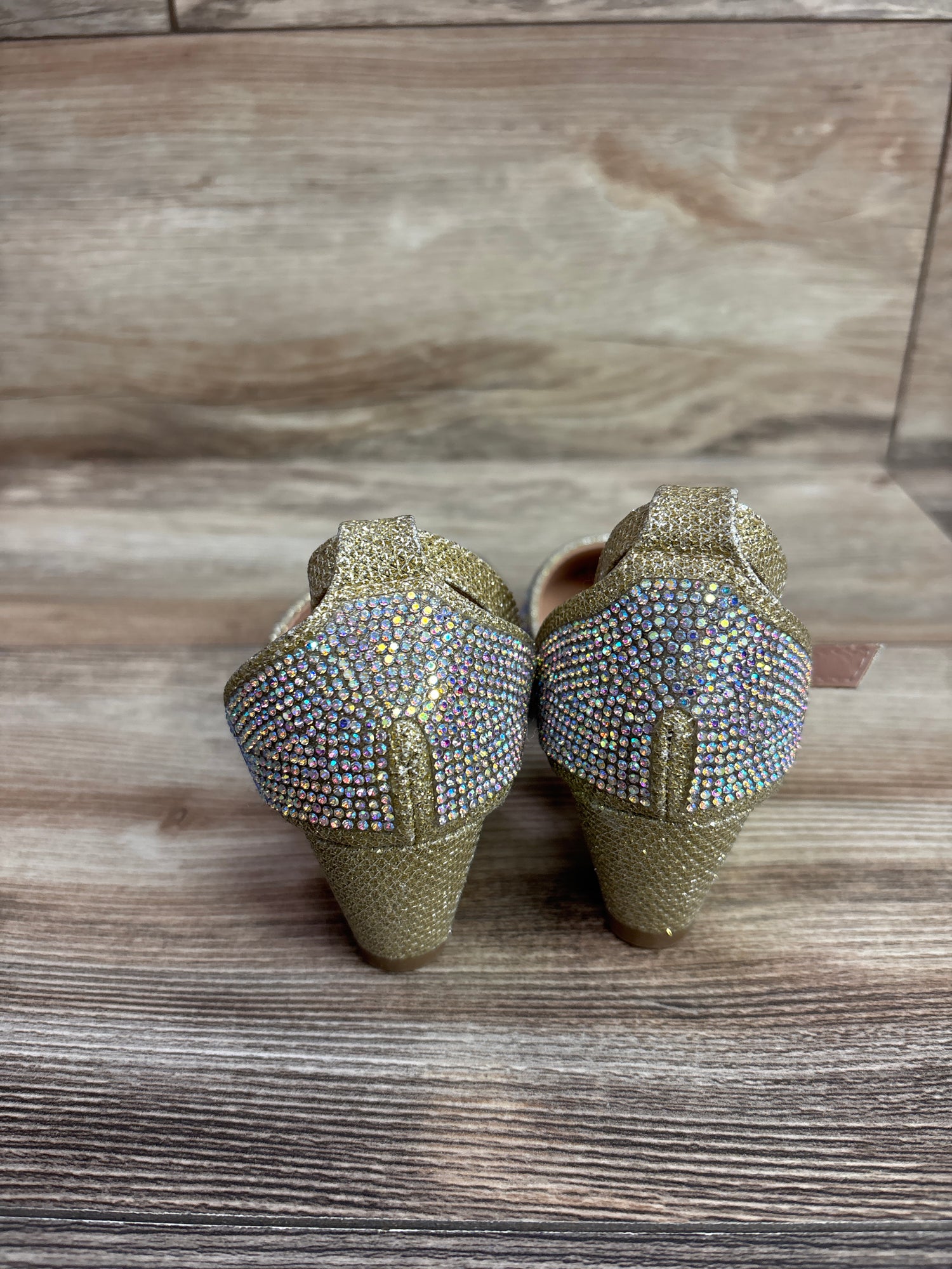 Lucita Rhinestone Ankle-Strap Wedge Heels sz 9c
