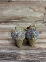 Lucita Rhinestone Ankle-Strap Wedge Heels sz 9c