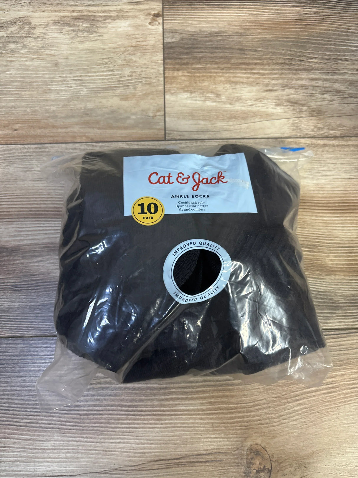 NEW Cat & Jack 9pk Ankle Socks Black sz L 3-10