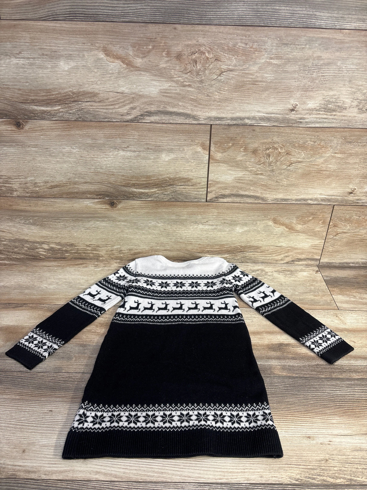 Children's Place Fair Isle Sweater Dress White & Black sz 4T