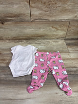 Hello Kitty 2pc Bodysuit & Footed Pants Set Pink sz Newborn