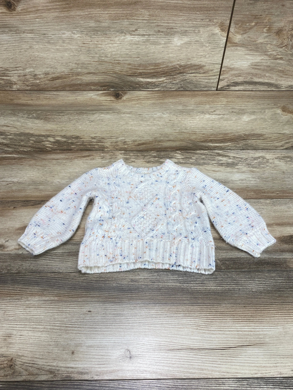 Oshkosh Confetti Cable Knit Sweater White sz 12m