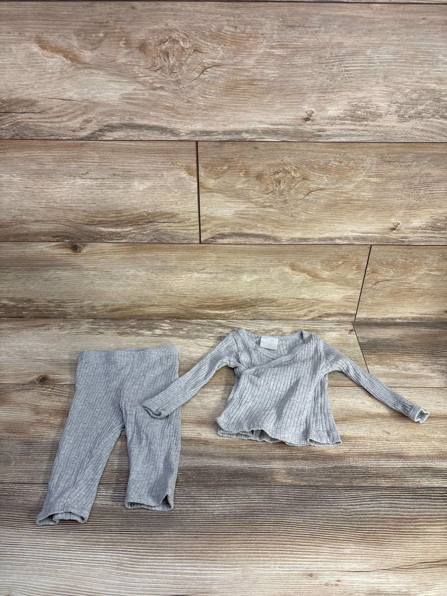 Koala Baby 2pc Ribbed Kimono Shirt & Pants Set Grey sz 3-6m