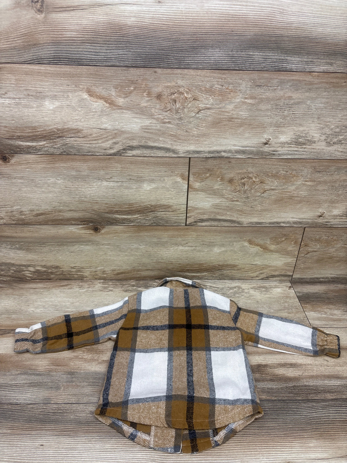 Shein Plaid Button-Up Fleece Flannel Brown sz 12-18m