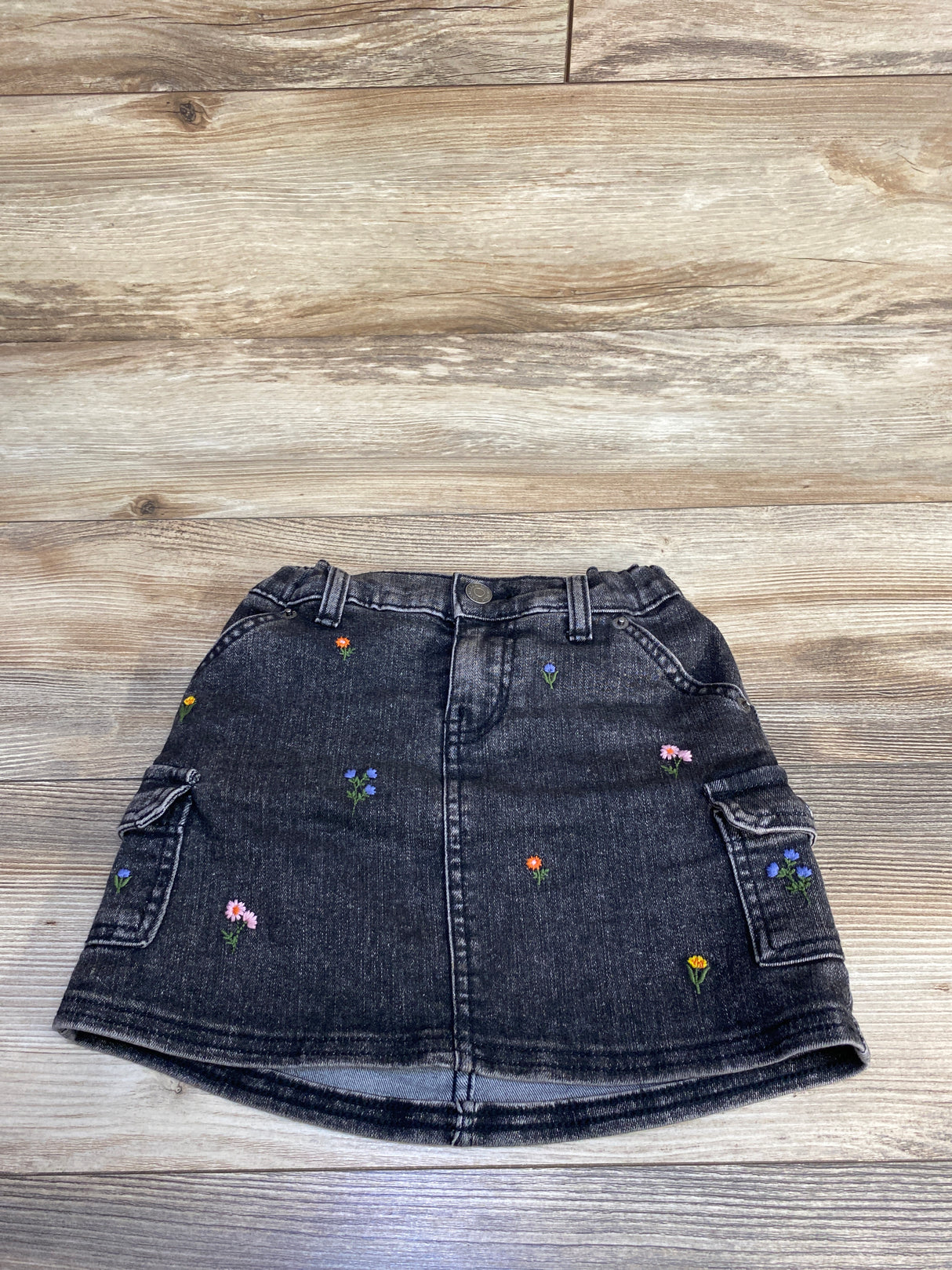 Cat & Jack Floral Denim Skirt Black sz 4-5T